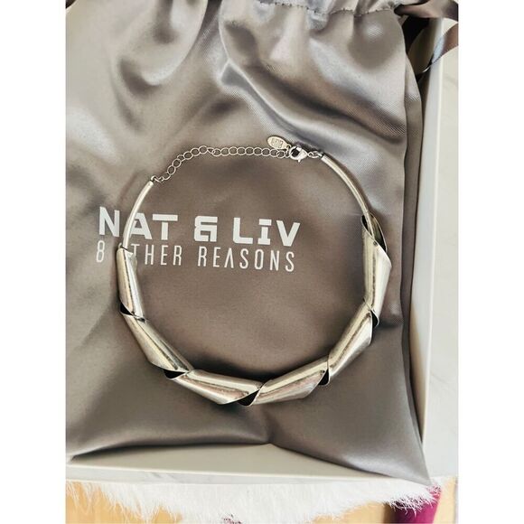 8 OTHER REASONS Twisted Collar Necklace, Silver, Rustic Style, NWT - Picture 14 of 16